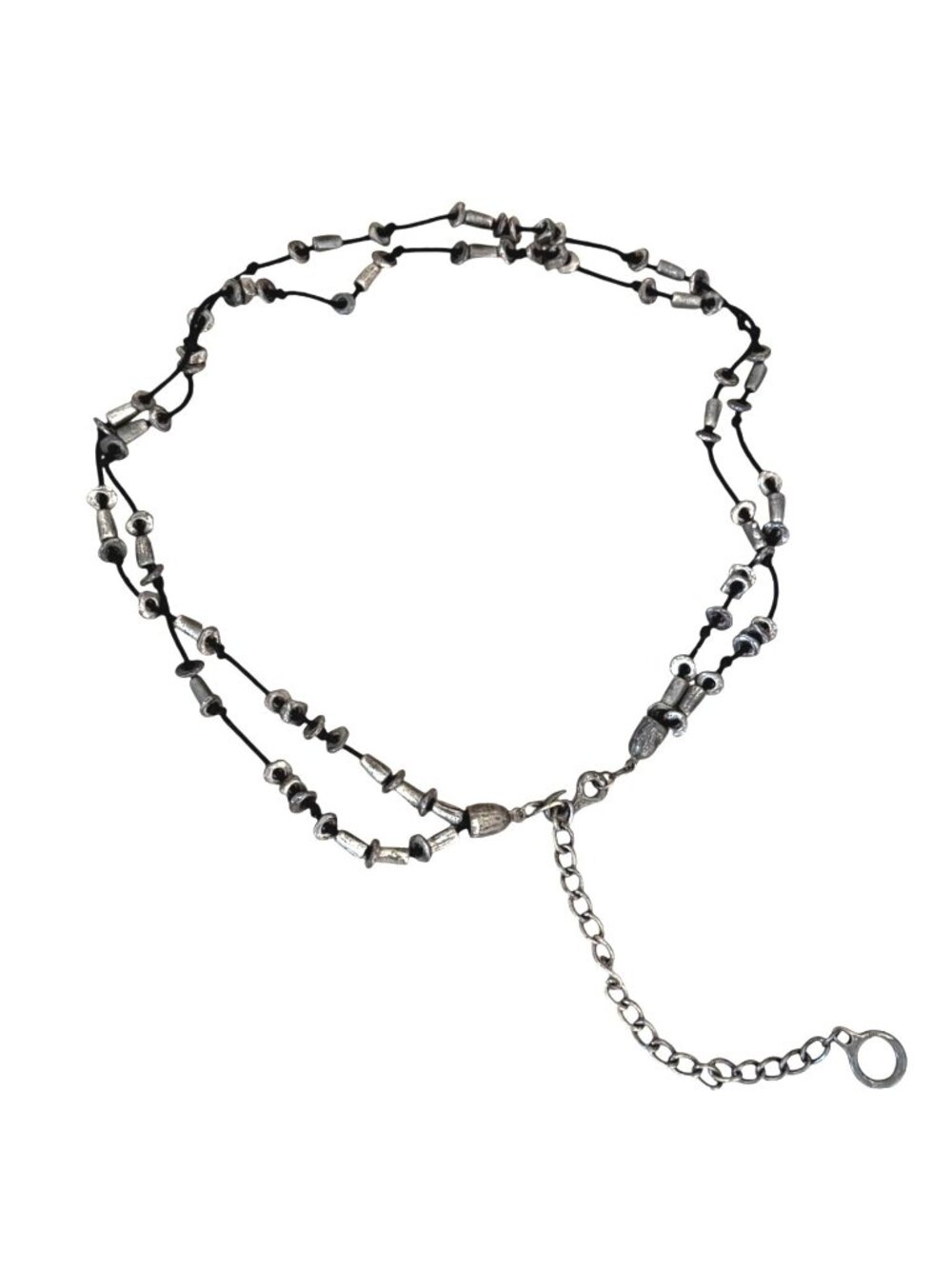 Women's Hip Waist Belt Bohemian Chic Indie Adjustable Black Cord Silver Tone